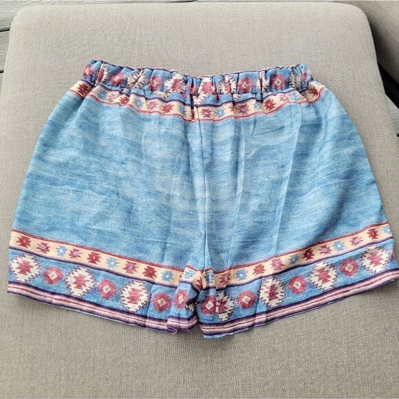 High Waist Southwestern Print Drawstring Waist Easy Summer Short Medium - Picture 3 of 8